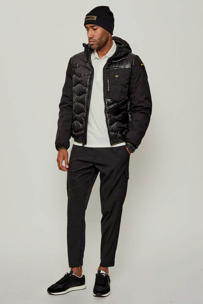 blauer Piumino Full Zip Con Cappuccio Maniche Neoprene Albert Nero Uomo, foto 3
