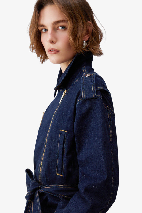  Giacca Chiodo Full Zip Con Cintura In Denim-liu jo-Blu-Special_-Ua6095 d4925 77000-3  