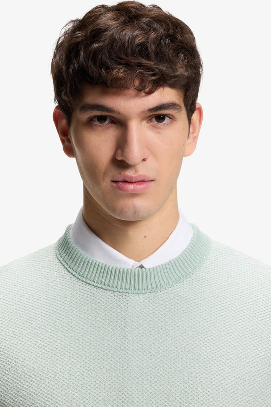  Maglia Girocollo A Maniche Corte Con Tessuto Lavorato-boss-Verde-Special_-50558743 446-3  