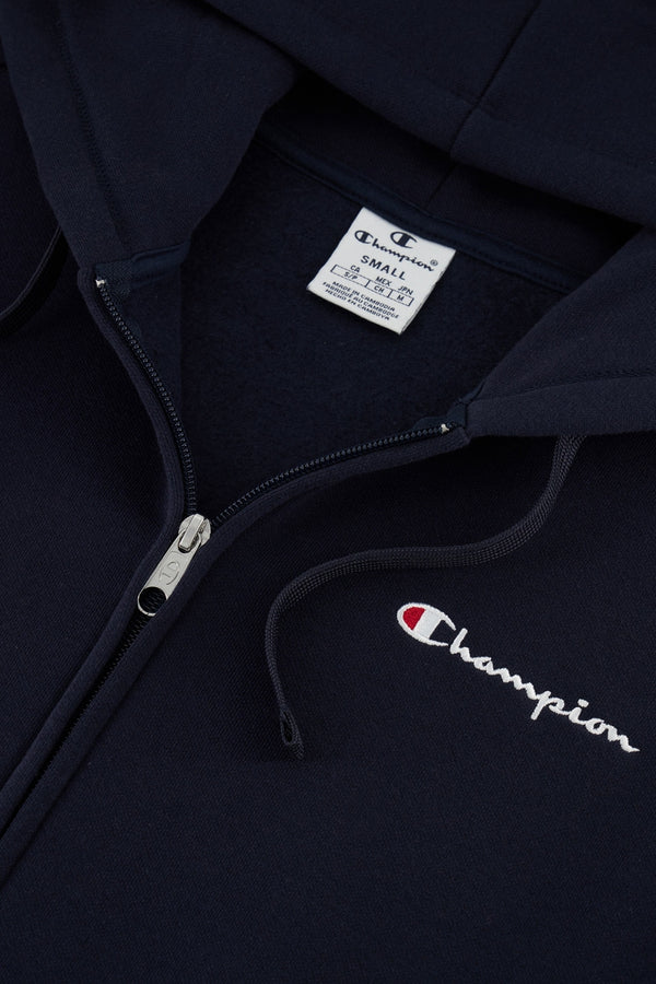 champion Felpa Full Zip Con Cappuccio Logo Piccolo Ricamato Blu Donna, foto 3