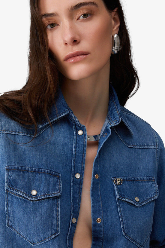  Camicia Maniche Lunghe In Denim-liu jo-Blu-Special_-Ua6339 d4851 79053-3  