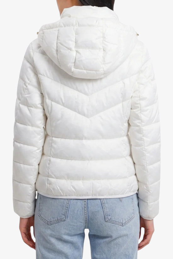  Piumino Corto Full Zip Con Cappuccio-yes zee-Bianco-Special_-J007/m500 0157-3  
