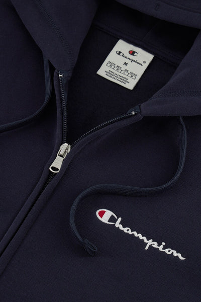 champion Felpa Full Zip Con Cappuccio Logo Piccolo Ricamato Blu Uomo, foto 3