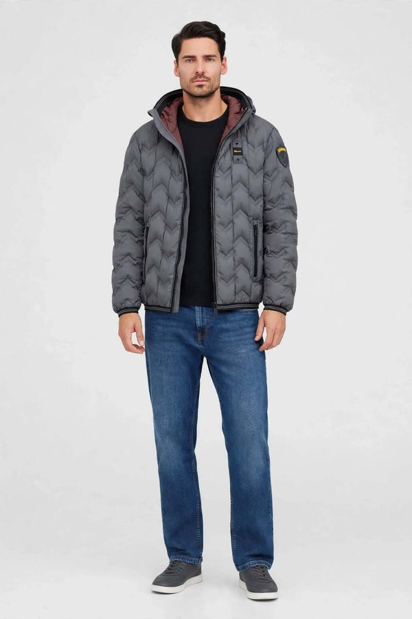 blauer Piumino Full Zip Con Cappuccio Piery Grigio Uomo, foto 3