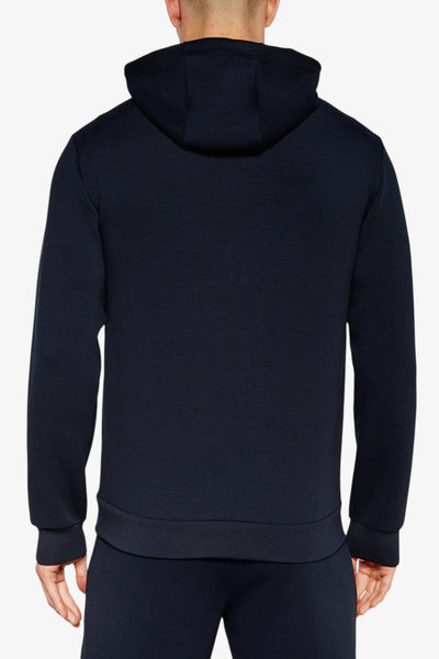 emporio armani ea7 Felpa Full Zip Con Cappuccio Premium Shield In Misto Viscosa Stretch Blu Uomo, foto 3