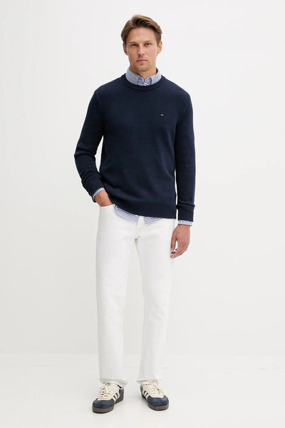 tommy jeans Maglione Girocollo Slim Logo Bandierina Ricamato Nero Uomo, foto 3