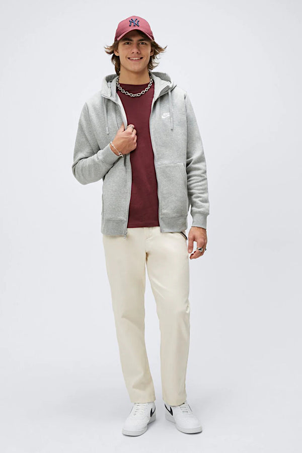 nike sportswear Felpa Full Zip Con Cappuccio Club Grigio Uomo, foto 3