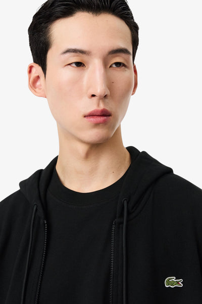 lacoste Felpa Full Zip Con Cappuccio Logo Piccolo Ricamato Nero Uomo, foto 3