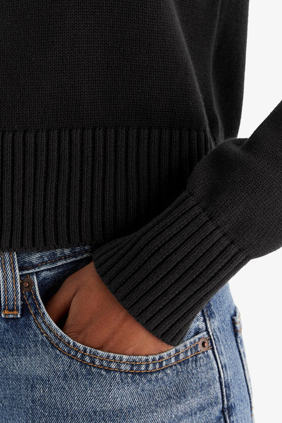  Maglione Girocollo Con Stemma In Maglia Di Cotone-calvin klein jeans-Nero-Donna-Lv047d351g ub1-3  