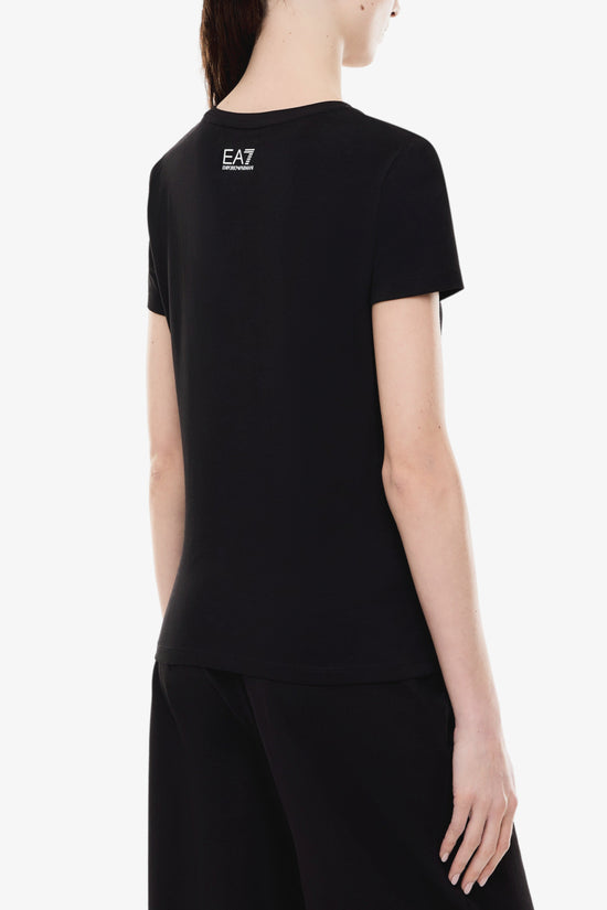  T-Shirt Maniche Corte Elasticizzata Con Inserti In Paillettes-emporio armani ea7-Nero-Special_-7w001097 af10373 uc001-3  
