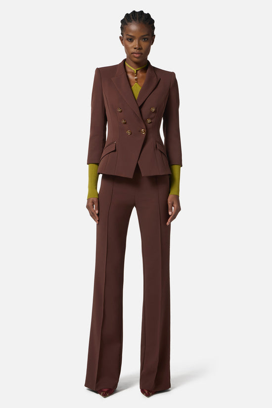  Giacca Blazer Doppiopetto In Doppio Crepe-elisabetta franchi-Marrone-Special_-Gi17456e2 ea3-3  