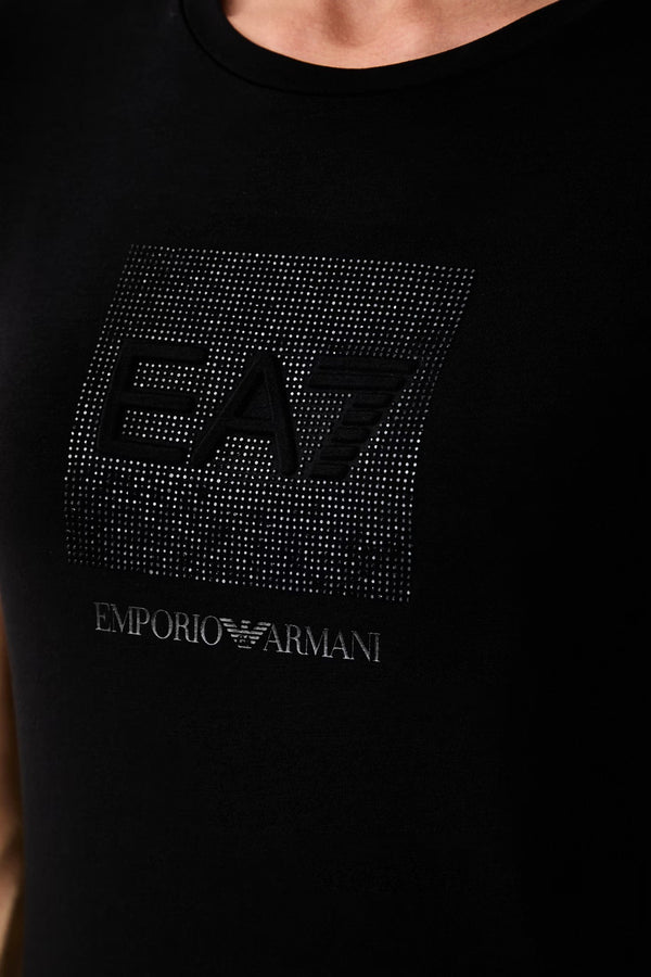 emporio armani ea7 T-Shirt Maniche Corte Logo Series Con Strass Nero Donna, foto 3