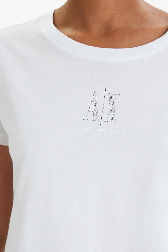  T-Shirt Maniche Corte Logo Icon Con Strass-armani exchange-Bianco-Special_-Xw000830 af10356 u0002-3  