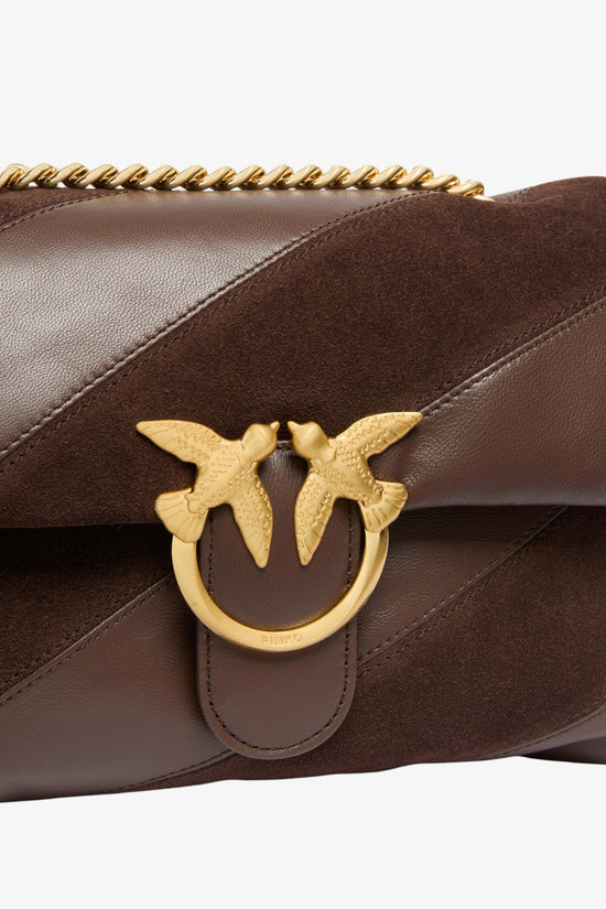  Borsa A Tracolla Classic Love Bag Puff Maxi In Pelle E Camoscio-pinko-Marrone-Donna-100038 a2jy l74v-3  