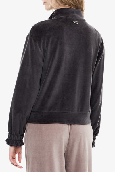 emporio armani ea7 Felpa Full Zip Athletic Velour Grigio Donna, foto 3