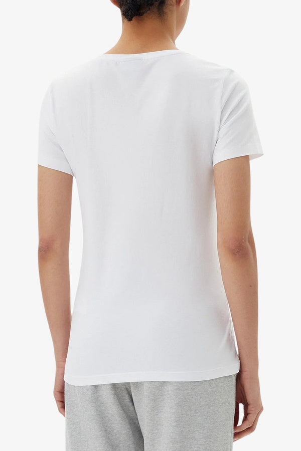 emporio armani ea7 T-Shirt Maniche Corte Big Logo Series Con Strass Bianco Donna, foto 3