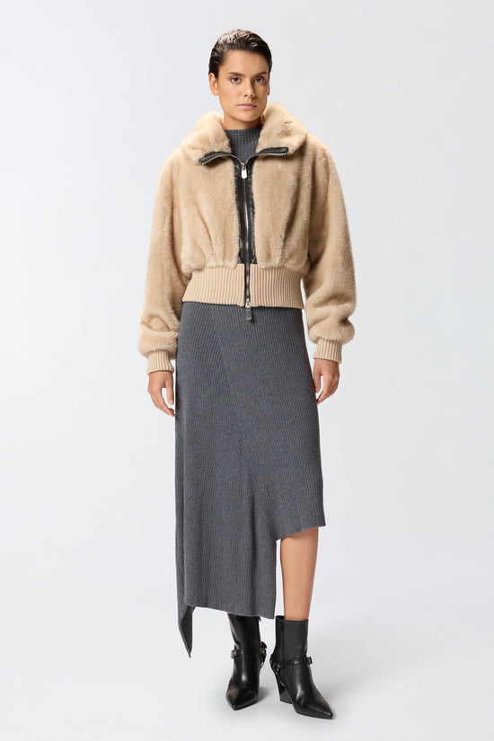  Giacca Bomber Full Zip In Eco Pelliccia-pinko-Beige-Donna-105399.a2pi c60-3  