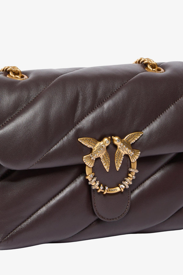pinko Borsa A Tracolla Media Love Bag Puff Con Fibbia Gioiello Marrone Donna, foto 3