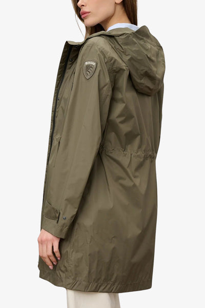 blauer Parka Full Zip Con Cappuccio Impermeabile Thrush Verde Donna, foto 3