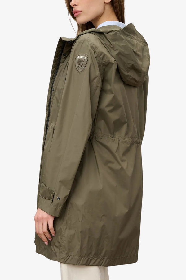 blauer Parka Full Zip Con Cappuccio Impermeabile Thrush Verde Donna, foto 3