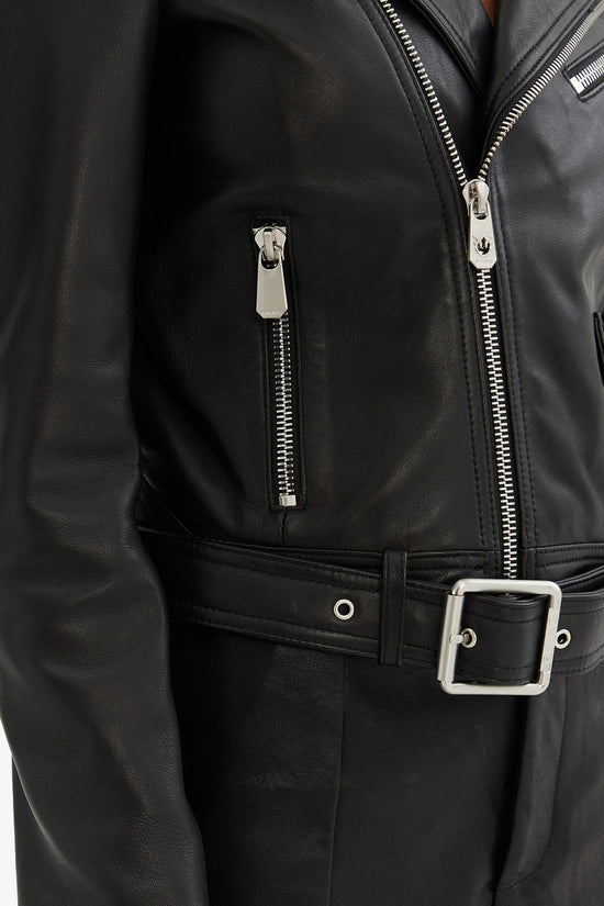  Giacca In Pelle Biker-pinko-Nero-Donna-103897 a21l z99-3  