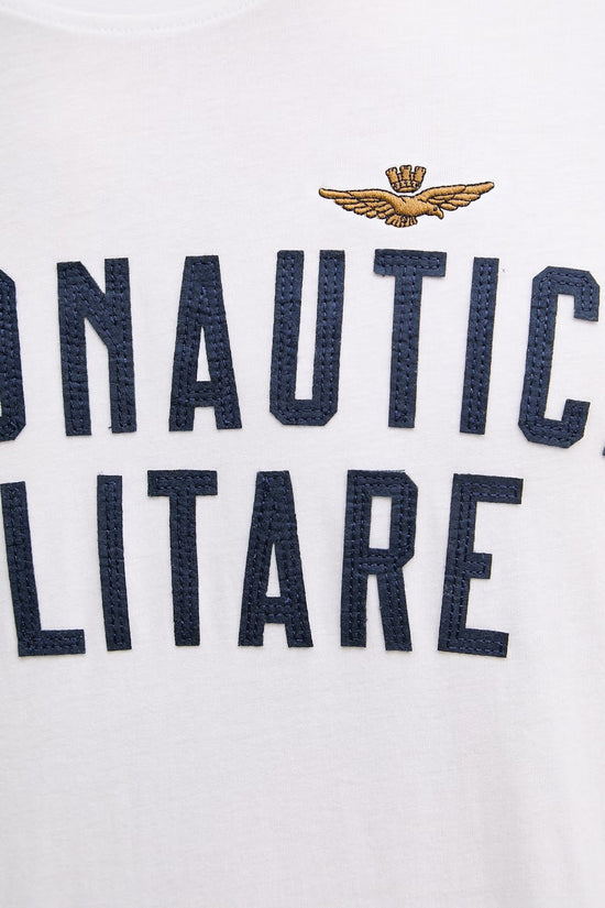  T-Shirt Maniche Corte Con Logo In Feltro-aeronautica militare-Bianco-Special_-261ts2531uj00641 73062-3  