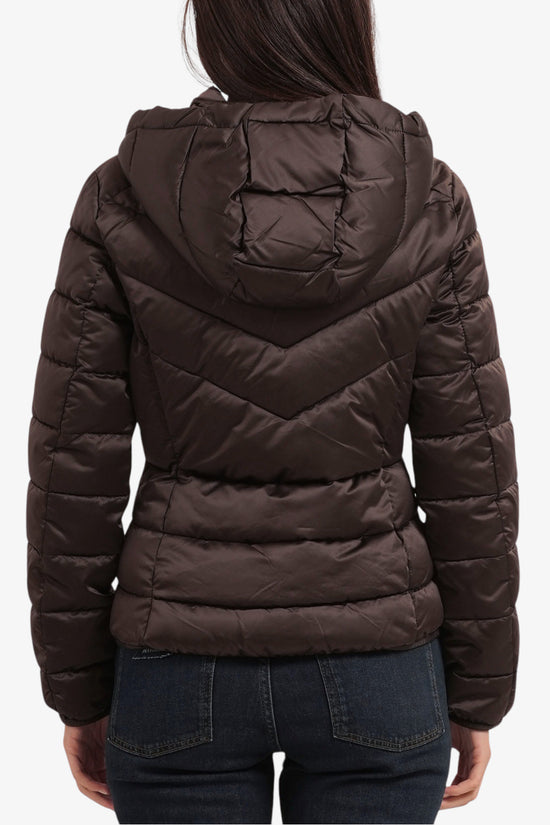  Piumino Corto Full Zip Con Cappuccio-yes zee-Marrone-Special_-J007/m500 0232-3  