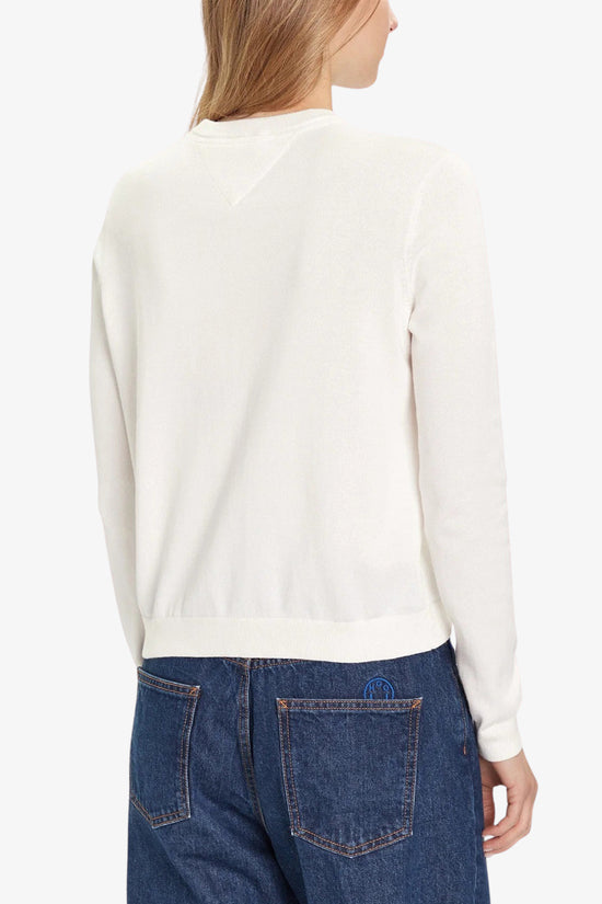  Maglione Girocollo Essential Logo Bandierina Ricamato-tommy jeans-Bianco-Donna-Dw0dw20159 ybh-3  