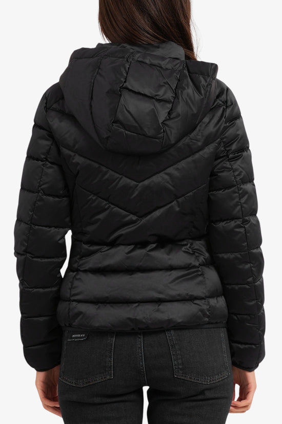  Piumino Corto Full Zip Con Cappuccio-yes zee-Nero-Special_-J007/m500 0801-3  
