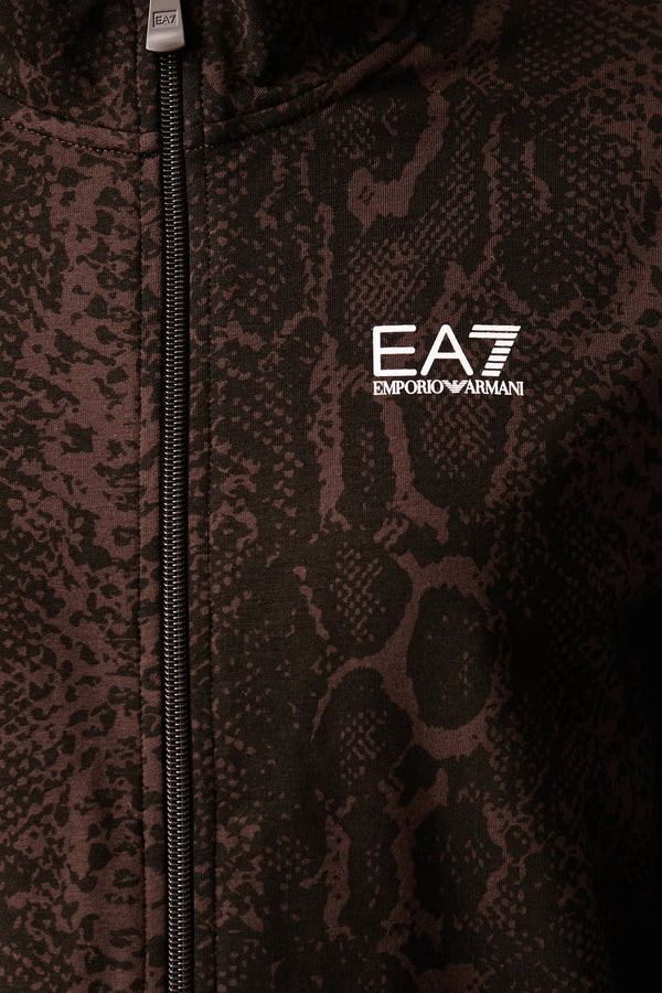 emporio armani ea7 Felpa Full Zip Graphic Series Stampa Pitonata Marrone Donna, foto 3