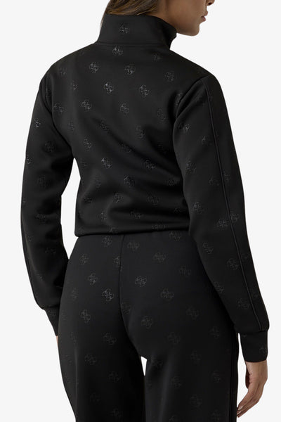guess Felpa Full Zip In Tessuto Scuba Con Logo 4G All-Over Calista Nero Donna, foto 3