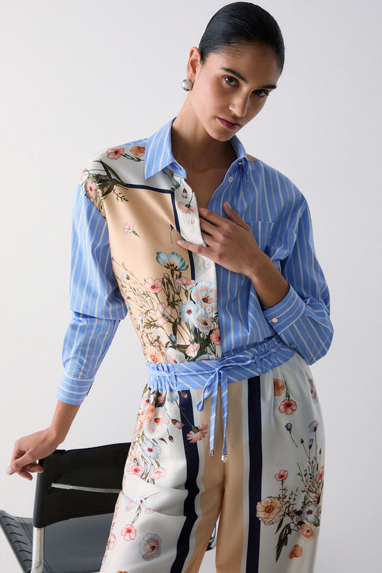 Camicia Maniche Lunghe In Twill Stampato E Popeline A Righe-liu jo-Multicolore-Special_-Wa6383 t2555 p9547-3  