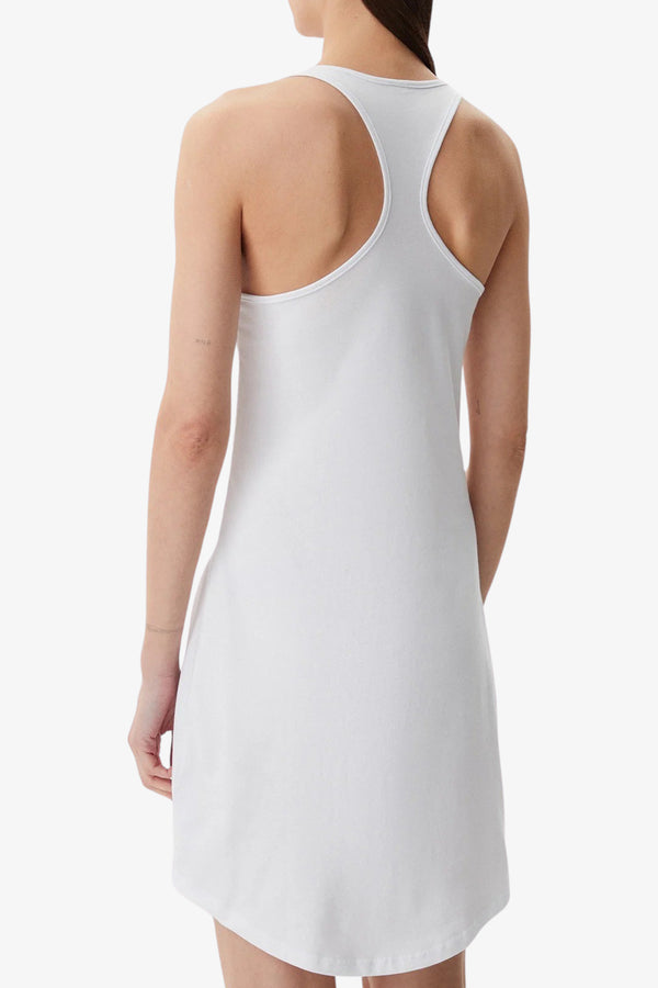guess Vestito Corto Maxi Canotta Logo Strass Bianco Donna, foto 3