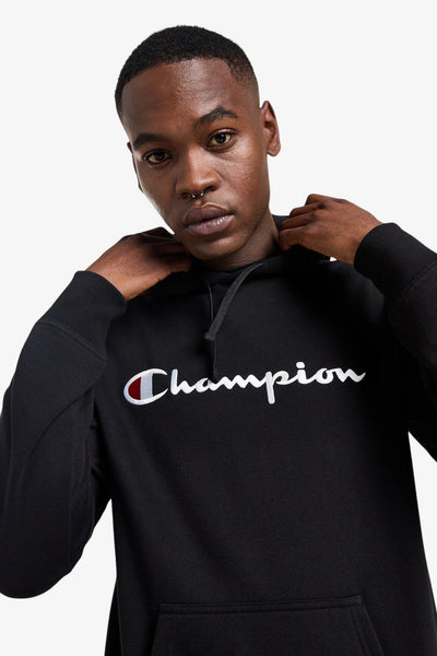 champion Felpa Con Cappuccio Big Logo Ricamato Nero Uomo, foto 3