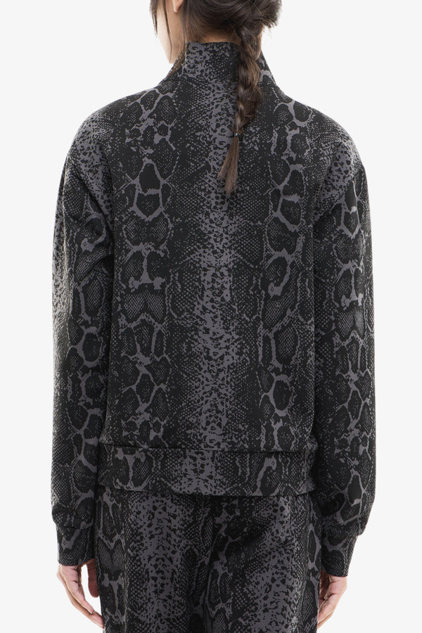 emporio armani ea7 Felpa Full Zip Graphic Series Stampa Pitonata Grigio Donna, foto 3