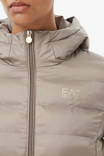 emporio armani ea7 Piumino Full Zip Con Cappuccio Core Lady Beige Donna, foto 3