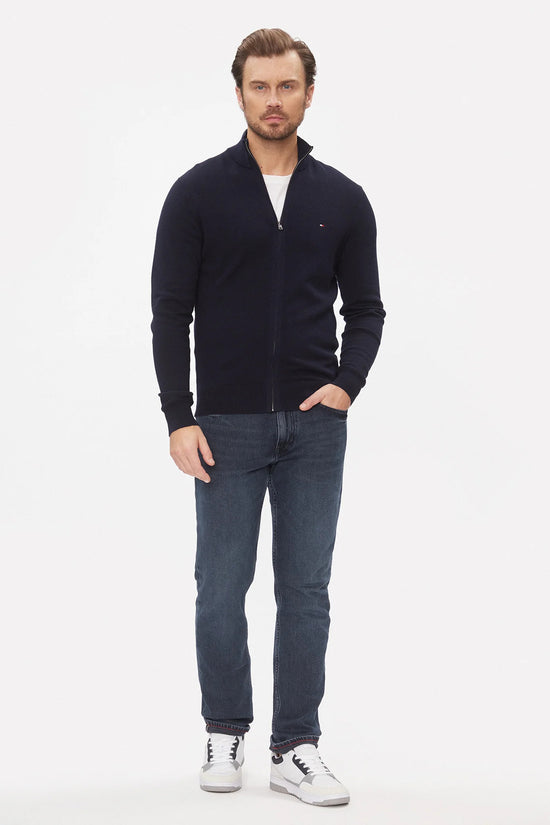 Cardigan Full Zip In Misto Cashmere Con Logo Bandierina Ricamato-tommy hilfiger-Blu-Uomo-Mw0mw28050 dw5-3  