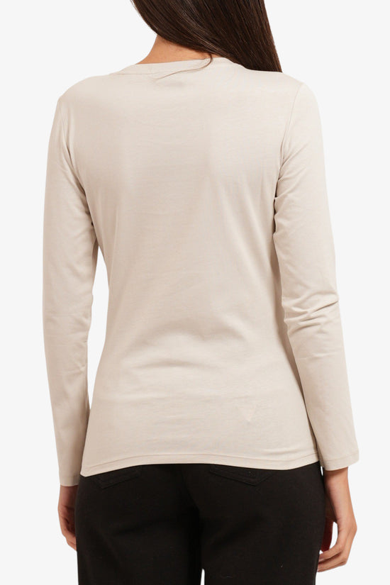  T-Shirt Maniche Lunghe Con Logo Metallizzato-armani exchange-Beige-Special_-Xw002761 af23954 u1039-3  