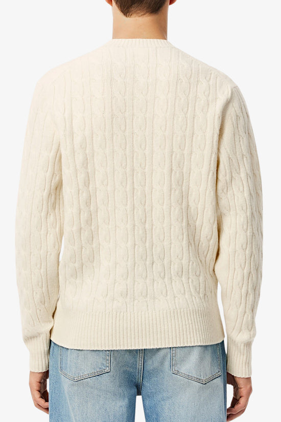  Maglione Girocollo A Trecce In Lana Cardata-lacoste-Bianco-Uomo-Ah2924 00 xfj-4  