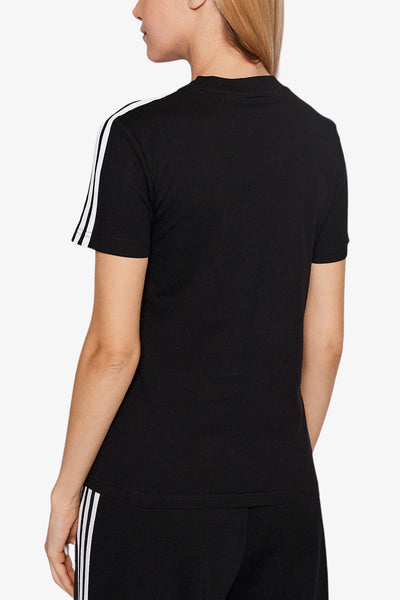 adidas performance T-Shirt Maniche Corte Loungewear Essential Slim 3-Stripes Nero Donna, foto 4