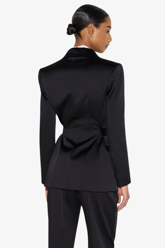  Giacca In Raso Stretch Con Cintura-elisabetta franchi-Nero-Special_-Gi27966e2 110-4  