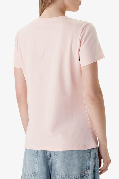 guess T-Shirt Maniche Corte Logo Strass Kiara Rosa Donna, foto 4