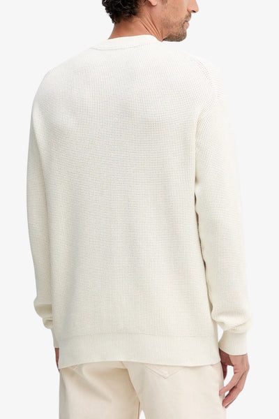 calvin klein jeans Maglione Girocollo Waffle Logo CK Bianco Uomo, foto 4