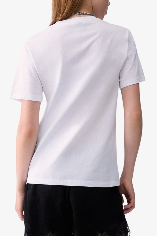 liu jo T-Shirt Maniche Corte Stampa Minnie Con Strass Bianco Donna, foto 4