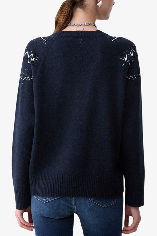  Maglione Girocollo In Lana Con Ricami Gioiello-liu jo-Blu-Special_-Wf6371 ms009 l9528-4  