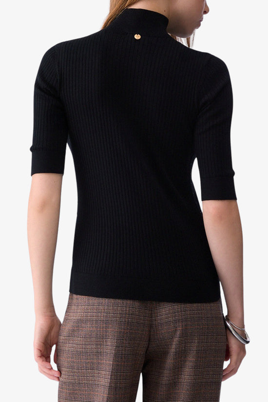  Dolcevita Maglione Maniche 3/4 In Lana A Coste Con Strass-liu jo-Nero-Special_-Wf6101 ma77q 22222-4  
