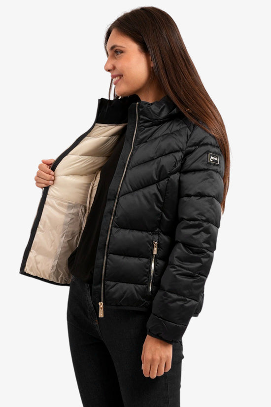  Piumino Corto Full Zip Con Cappuccio-yes zee-Nero-Special_-J007/m500 0801-4  
