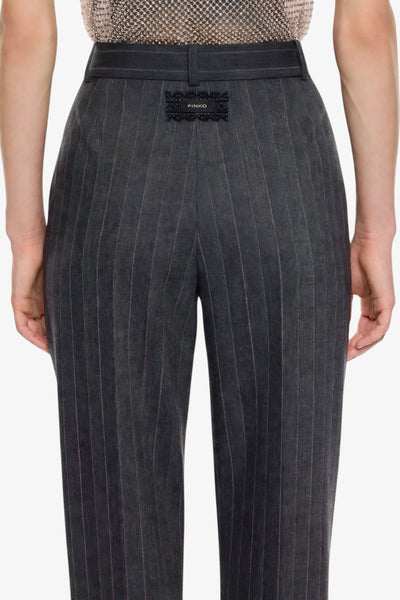 pinko Pantaloni A Sigaretta Gessati In Misto Lana Stretch Pleione Grigio Donna, foto 4