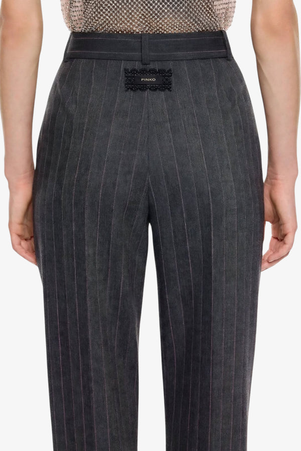 pinko Pantaloni A Sigaretta Gessati In Misto Lana Stretch Pleione Grigio Donna, foto 4