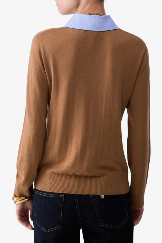  Maglione Girocollo Leggero Collo Camicia Staccabile-liu jo-Marrone-Special_-Wf6452 ma16r l9440-4  
